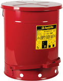 Justrite 14 Gallon Galvanized Steel Oily Waste Can, 20 x 16 Metal Oil Rag Safety Can with Foot Operated Self-Closing Lid for Oil