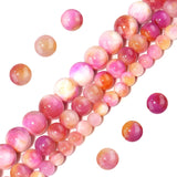 Filluck Natural Stone Beads 6mm Pink Yellow Jade Polished Round Smooth Gemstone Beads for Jewelry Making Adults 15 Inch(Pink Yel