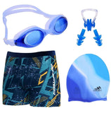 Jmt Wear MenS Swim Trunks Set With Swimming Goggles, Cap, Nose Clip & Earplugs Quick Dry Printed Swim Shorts For Beach & Pool