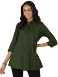 Libas Women's Self Design Straight Tunic Shirt (58203_Green XL)