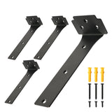 Redunest Floating Shelf Brackets,4 Pack Heavy Duty L Brackets for Shelves, 8 Inch Black Stainless Steel Countertop Support Brack