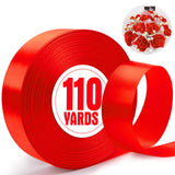 XSEINO 110 Yards Ribbon,1 1/2 Inch Red Satin Ribbon for Flower Bouquet, Gift Wrapping, Ribbons for Crafts, Hair Bows Making, Wed