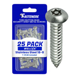 Fastenere Torx Security Sheet Metal Screws #10 x 3/4 (25Pack) Button Head, TamperResistant, Anti Theft Stainless Steel Scre