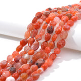 jodaying 6-8mm Natural Red Agate Nuggets Oval Free Tumbled Pebble Semi Precious Gemstone Loose Stone Beads Approx 15.5 inch for