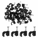 Harfington 60Pcs Cable Clips With Nail 6Mm Id Circular Single Half Clamp JHook With Nail Cord Clips For Wires On Wall For Ether