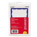 Universal 39120 BorderStyle SelfAdhesive Name Badges, 3 1/2 x 2 1/4, White/Blue, 100/Pack