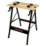 POWERTEC Portable Small Workbench with Vise, Imprinted Ruler and Protractor Scale, Folding Sawhorse/Worktable and 4 Bench Dogs f