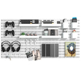 VEOFEMLEA Pegboard Combination Kit, 8 Peg Boards and 30 Accessories Modular Hanging Black Pegboard for Walls, Office Wall Organi