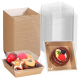TEMLQPACK 50Pack 4 Inches Brown Charcuterie Boxes Cookies Boxes with Clear lids Bakery Boxes Chocolate Covered Strawberries Boxe