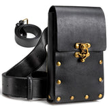 Belt Pouch Purse Renaissance Costume Accessories LARP Cosplay Waist Bag Fanny Pack Hiking Festival Casual Daypack (Black)