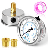 MEANLIN MEASURE 0~160Psi Stainless Steel 1/4 NPT 2.5 FACE DIAL Liquid Filled Pressure Gauge WOG Water Oil Air Center Back Mount,