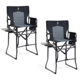 EVER ADVANCED 2 Piece Portable 30.7 Seat Height Tall Folding Camping Chair Directors Chair High with Side Table for Makeup Artis