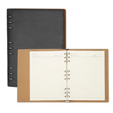 PATIKIL B5 Refillable Leather Notebook, 9 Ring Hardcover Binder Notebook 96 Sheets for Business Office Study Writing Journal Per