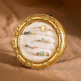 Liliaafar Vintage Ring Holder Round Gold Ring Wedding Display Suede Jewelry Box Stand Frame Earring Tray Anniversary Engagement