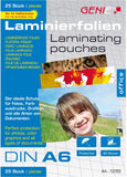 Genie 10783 (Transparent 80 Micron Laminating Pouches, Documents up to DIN A6, Suitable for All Heat Nier Devices) Pack of 25