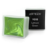 Arteza Metallic Watercolor Paint, Lettuce Green A721, Set of 2 Half Pans, Pearl Paint, Vibrant and Pearlescent Hues, For Illustr