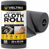 Veltrix 50 Pcs Microfiber Cleaning Cloth Roll | Reusable TearAway Towels
