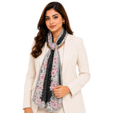 Mhax Womens & Girls Premium Floral Printed Satin Silk Summer Scarf Soft Lightweight Neck, Head & Shoulder Wrap Stole