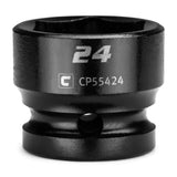 Capri Tools 24 mm Stubby Impact Socket, 1/2 in. Drive, 6Point, Metric (CP55424)