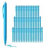 deegtran Pens Bulk, 50 Pack No Bleed Sky Blue Click Pen, Wholesale Retractable Ballpoint Pens, Pens Medium Point, Smooth Ink Pen