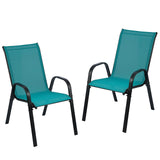 Bylring Stackable Outdoor Patio Dining Chairs with Backrest/Armrests for Lawn Garden Balcony Deck Camping-Set of 2 Or 4 (2, Gree