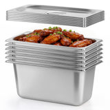 DynaLiving Steam Table Pan with Lid 1/3 Size 6 Inch Deep 6 Pack Hotel Pans