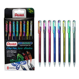 Pentel Hybrid Dual Metallic Liquid Gel Roller Pen YK110/8-M - Pack of 8 Pens in 16 Shimmering Metallic Colours
