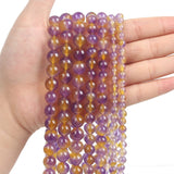 Gfsdjalkj Natural Stone Beads Ametrine Round Loose Beads for Jewelry Making Needlework Bracelet DIY 4-10 MM Handmade Crafts (Ite
