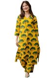 Anni Designer Women'S Rayon Viscose Straight Printed Kurta With Palazzo (Humnava Yellow_Xl_Yellow_X-Large),Yellow,XL