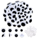 TOAOB 50pcs Black Wiggle Googly Eyes Plastic Safety Eyes 15mm 18mm 20mm 23mm Round Craft Eyes with Washers for DIY Arts Crafts S