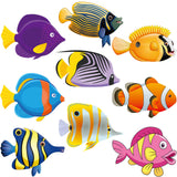 Blulu 45 Pieces Ocean Fish Cutouts Paper Colorful Ocean Fish Shapes Tropical Fish Cutouts with Glue Point for DIY Craft Classroo