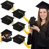 Spakon 6 Pcs 2026 Graduation Cap Gift Box Graduation Party Favor Candy Card Boxes Sturdy Black Cap Grad Candy Box with Tassel Cr