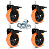 5 Inch Caster Wheels, Threaded Stem Casters Set of 4 Heavy Duty, Cart Wheels 1/2-13 x 1 (Screw Diameter 1/2, Stem Length 1), Saf