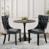 SoarTalent 3-Pieces 31.5 Round Dining Table Set for 2, Black Dining Table & PU & Velvet Upholstered Dining Chairs Set of 2 for K