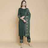 Gosriki Women'S Rayon Solid Kurta With Palazzo & Dupatta (Green L),Green,,B08WZXPPB1