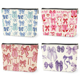 HZMLYDJ 4 PCs Bow Stuff Makeup Bag Coquette Stuff Cosmetic Bag, Bow Gifts for Women Teen Girls Best Friends Daughter Coworkers,