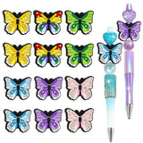 12Pcs Butterfly Shaped Silicone Beads, Multicolored Butterfly Silicone Focal Bead, Insect Themed Beads for Keychain Making, Loos