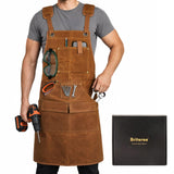 BRITEREE Woodworking Apron for Men, with 9 Tool Pockets, Durable Waxed Canvas Work Apron for Woodworkers Carpenters, Gifts for men for Christmas (Brown -Waxed Canvas Apron)