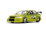 Jada Toys Fast & Furious 1:24 Brians Mitsubishi Lancer Evolution VII Diecast Car, Toys for Kids and Adults, Lime Green (99788)