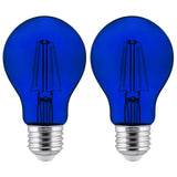 Sunlite 81080 LED Colored Filament A19 Light Bulb, 4.5 Watts, Medium E26 Base, 120 Volts, Transparent Blue, Dimmable, 320 Degree