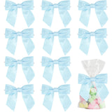 AIMUDI Blue Bows for Baby Shower 4.5 Pre-Tied Baby Blue Bows with Twist Ties Light Blue Ribbon Bows for Crafts Premade Bows for