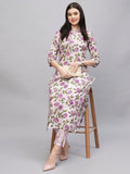 Anni Designer Women'S Cotton Blend Straight Printed Kurta With Pant (Dafiya Purple_S_Purple_Small),Purple,S,Cotton Blend,Dafiya_1426,Kurta