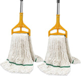 2 Pack 20 Oz Commercial Cotton Mop with 63 Stainless Steel Handle, Heavy Duty Industrial Wet Mop for Floor Cleaning, Commerci