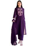 Anni Designer Women'S Cotton Blend Straight Printed Kurta With Pant & Dupatta (Raji-Begani_3Xl_Purple_Xxx-Large),Purple,3XL