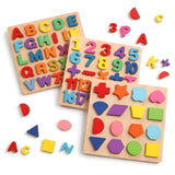 Morsira Wooden Alphabet Numbers Shapes Puzzle Board For Kids 2 3 4 5 Years | Montessori Learning Educational Toy | Abc & Number