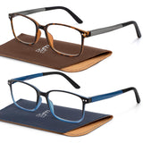 EASY READ 2 Pack TR90 Reading Glasses for Men,Sporty Rectangular Blue Light Blocking Readers with Spring Hinge(Magnification 3.0