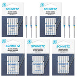 Schmetz Jean & Denim Sewing Machine Needles Sizes (2) 14/90, (2) 16/100, (1) 18/110