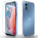 for Moto G Play 2024 Case: Clear with 2pcs Screen Protector Reinforced Corners TPU Shock-Absorption Flexible for Motorola Moto G