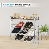 4-Tier Adjustable Expandable Freestanding Shoe Rack with Slide-N-Adjust, Chrome Finish