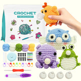 Crochet Kit for Beginners, Crochet Starter Kit with Step-by-Step Video, Beginner Crochet Kit for Adults and Kids with DIY Knitti